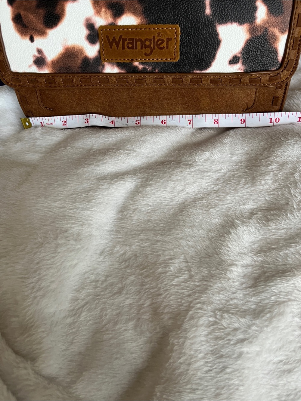 Wrangler - Brown Cow Print Shoulder Bag - Brown, White, Black - Picture 2 of 13